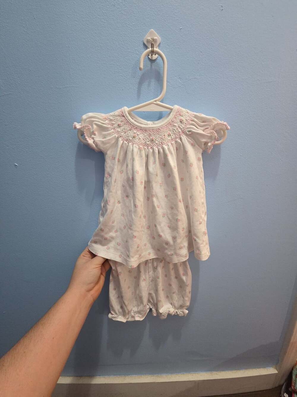 Smocked Floral Top And Bloomer Set